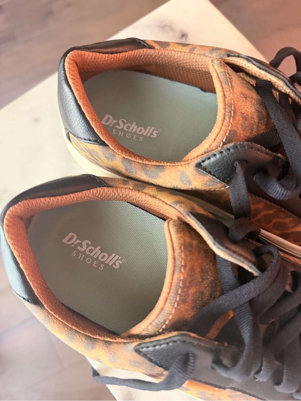 Dr. Scholl's Leopard Print Platform Sneakers - Black and Tan - Picture 3 of 6